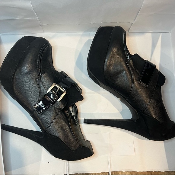 Dollhouse Black Piped Toe 5 Inch Stiletto Bootie Size 9 - Picture 13 of 13